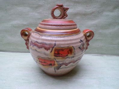 alter Bowlentopf Rumtopf Punsch Dümler Breiden Höhr orange "gerillt ca 20x22cm