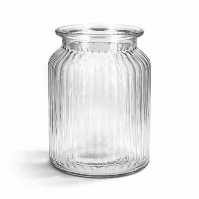 Windlicht Glas gerillt 11x14,5cm 1 Stück Klar transparent
