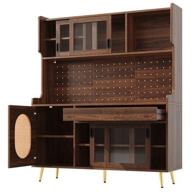 Seitenboard Küchenschrank Aufbewahrungsschrank 5 Türen LED 145cm