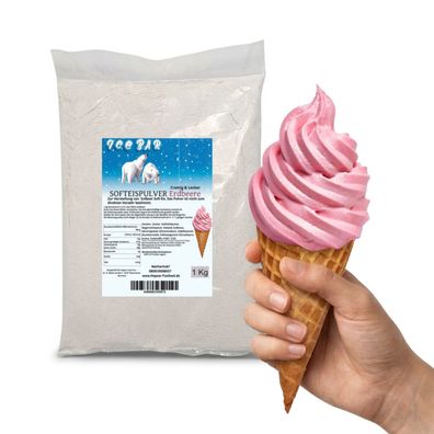 IceBär Softeis Pulver Erdbeere 1 kg für Softeismaschine 1:2,5 Mischung