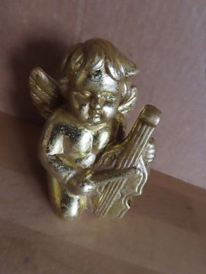 Figur Engel kniet spielt Cello goldfarben Keramik ca. 11,9 cm H