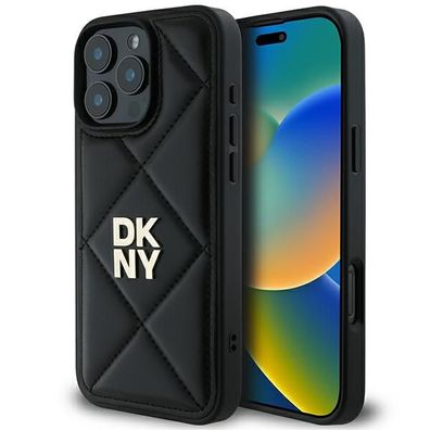 Handyhülle Case iPhone 16 Pro DKNY Kunstleder schwarz Logo