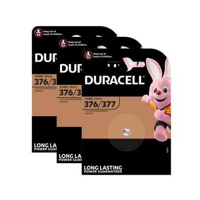3x Duracell 377 Uhrenbatterie 1,55 V SR626SW SR66 AG4 LR626 Silberoxid