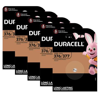 5x Duracell 377 Uhrenbatterie 1,55 V SR626SW SR66 AG4 LR626 Silberoxid