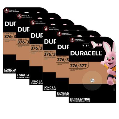 6x Duracell 377 Uhrenbatterie 1,55 V SR626SW SR66 AG4 LR626 Silberoxid