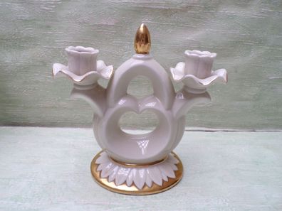 alter Kerzenleuchter 2er Neutettau creme-gold 16 x 16 cm