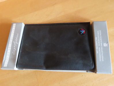 Brieftasche schwarz mit kleinem Motiv Ente Leder ca.16,8cm