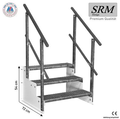 Standtreppe freistehend Treppe 3 Stufen weiß 60 - 160 cm B, 54 cm H, 2 Gel