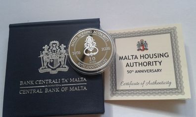10 euro 2026 PP Malta Wohnungsbaubehörde Sterlingsilber - 300 Stück geprägt