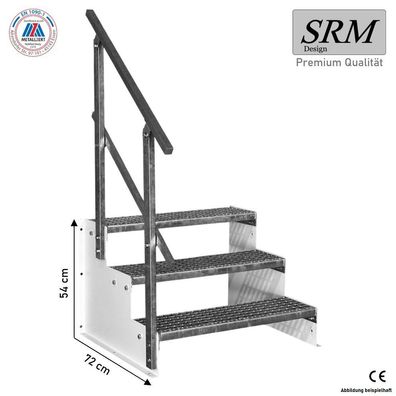 Standtreppe freistehend Treppe 3 Stufen weiß 60 - 160 cm B, 54 cm H, 1 Gel