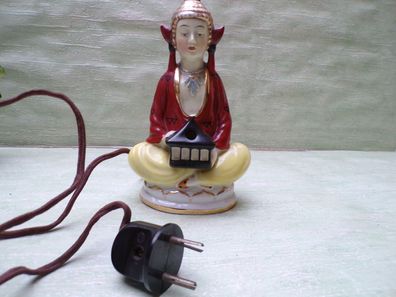 alte Rauchverzehrer Porzellan Buddha ca 18,5cm & alte Elektrik
