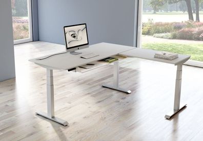 Winkelschreibtisch Updown 4 elektrisch höhenverstellbar 180x180, 200x220 x64-129cm
