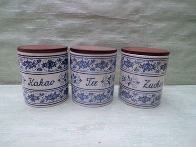 Alt Schramberg SMF 5294 Gewürzdosen Keramik Holzdeckel Dichtungsring Kakao Tee Zucker