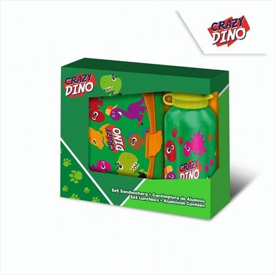 Euroswan Brotzeit-Set - Brotdose & Flasche 400ml Dinos