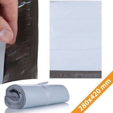 Rosfix Versandtaschen LDPE 280x420mm Weiß – 100 Stück | 50µm Folie