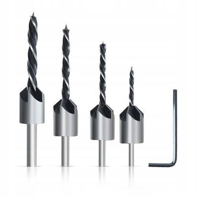Rosfix Set Senkbohrer 3–6 mm – 4-tlg. mit Innensechskant | 45° Winkel