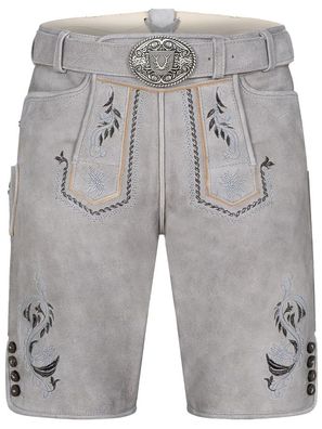 Lederhose Heiko mit Gürtel grau