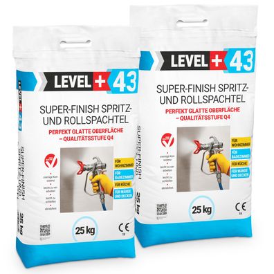Super Finish Spritz- Rollspachtel Fertigspachtel 50kg Perfekt Glatt Q4 Sack L+43