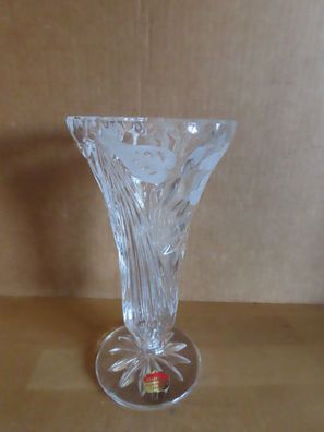 Vase Glas klar mit Relief Rosen ca. 19 cm H Buder