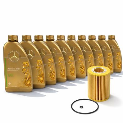 10L Mercedes 5W30 Motoröl 229.52 + Bosch Ölfilter für OM642 V6 CDI A6421800009