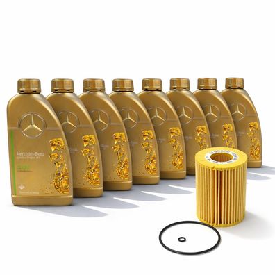 8L Mercedes 5W30 Motoröl 229.52 + Bosch Ölfilter für OM642 V6 CDI A6421800009