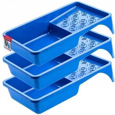 KADAX Farbwanne aus Kunststoff, Lackschale, 15 x 29 cm, Blau, 3 Stück