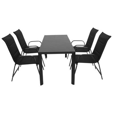 Garnitur Sitzgruppe 5-teilig, Aluminium, Kunstgewebe schwarz