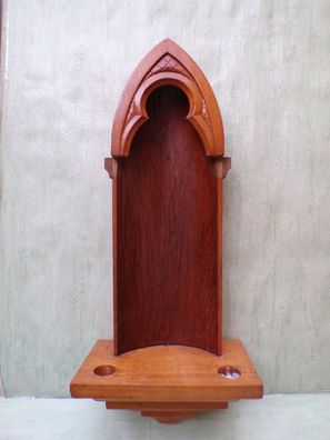 Alter WandAltar Hausaltar Kirchenfenster Vintage Holz signiert KTS 49,5x20,5x11,5cm