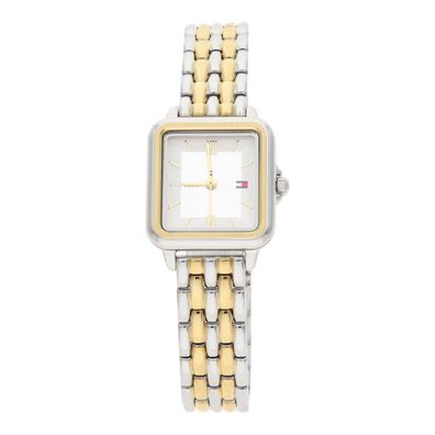 Tommy Hilfiger Damenuhr Edelstahl Goldplattiert 1782861 Rechteckig