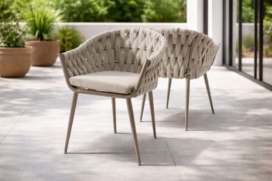 Destiny Sessel MOLINO 2er Set, Aluminium + Rope, taupe