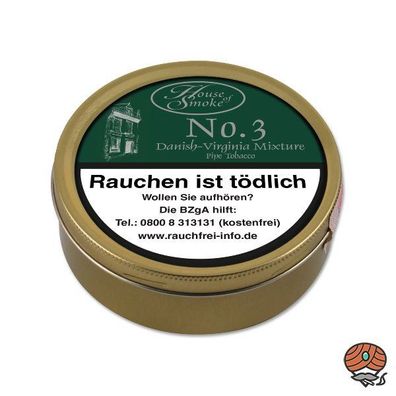House of Smoke No. 3, Danish-Virginia Mixture Pfeifentabak Dose à 50g