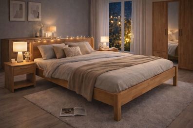 Doppelbett Holzbett Buche massiv geölt 140x200 #4530