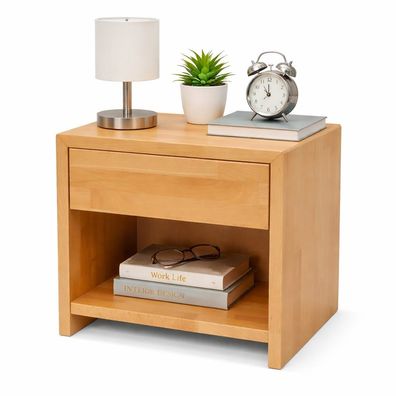 Nachtkonsole 40x46x33 Schubladen-Nachtschrank Buche Nachttisch #4116