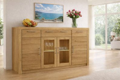 Highboard Metallgriffe-u. Scharniere Kommode Sideboard Wildeiche #4049