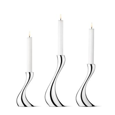 Georg Jensen - COBRA Kerzenhalter aus Edelstahl 3er Set inkl. Stabkerzen