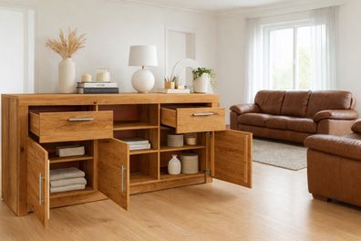 Sideboard Türenkommode Metallschaniere Anrichte Wildeiche #4048