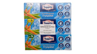 Gefrierbeutel 3er-Pack 60x1, 40x2 und 35x3 Liter Haushalt Gastrobedarf Toppitz