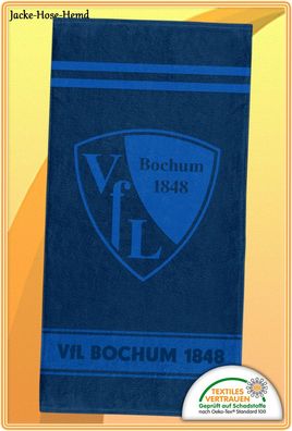VFL Bochum Badetuch Duschtuch Handtuch Blau Logo geprägt Marine Gr: 70x140cm NEU