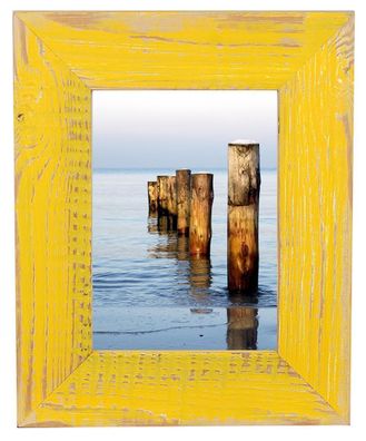 Mein Landhaus gelbe Altholz-Bilderrahmen handgefertigt