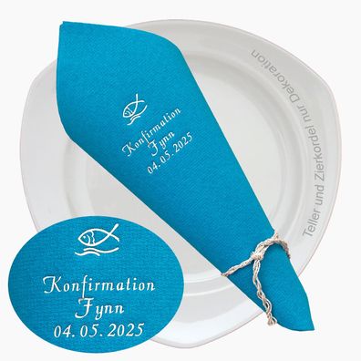 Servietten mit Namen personalisiert zu Konfirmation Jugendweihe Kommunion Lebenswende
