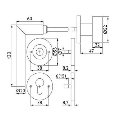 Aptec 1802/2073/3127 Wechselgarnitur Rosettengarnitur Edelstahl matt PZ