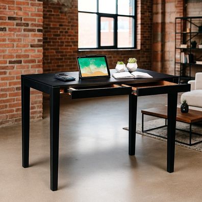 Schreibtisch Sekretär Bürotisch schwarz lackiert Industrial Loft Design