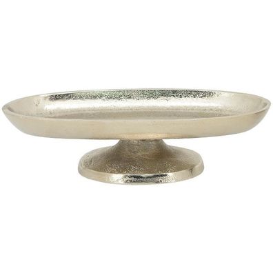 GROS Design Jardiniere ovale Schale auf Fuß * Massiv Aluminium silberfarben 26cm