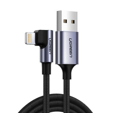 Ugreen 90 Grad 1M MFI 2,4A Ladekabel Winkel USB Kabel abgewinkelt Nylon geflochten