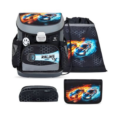 Belmil Mini-Fit ergonomisches Schulranzen-Set 4-teilig "Race It" mit Brustgurt