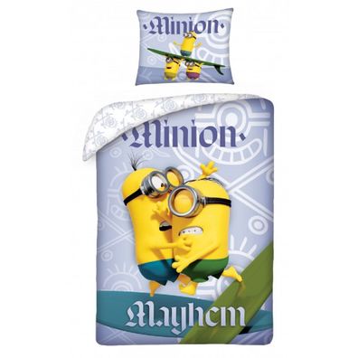 Minions Bettwäsche Set aus Baumwolle Bettdeckenbezug 140 × 200 cm mit 70 × 90 cm