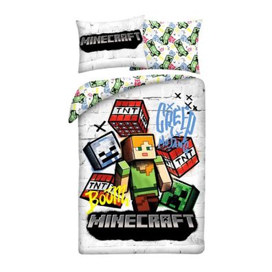 Minecraft Bettwäsche Set aus Mikrofaser Bettdeckenbezug 140 × 200 cm mit 70 × 90