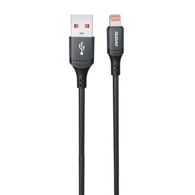 Dudao 3A 30W L3SL USB-A – Kompatibel mit iPhone (Kabel) geflochten 1,2 m – Schwarz
