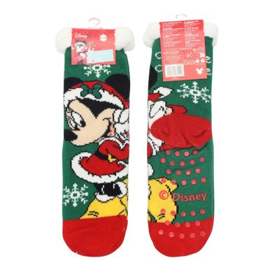 Disney Minnie Mouse 1-Paar Sherpa Kinder Socke Weihnachten Design mit ABS Sohle