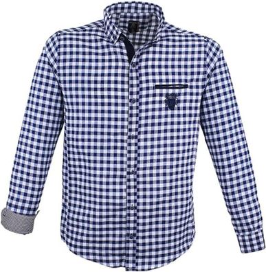 Megaman Patches in Dunkelblau Hemd | Herren Button Down Outdoor Freizeit